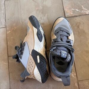 Jordan Gray and Tan Sneakers with Modern Silhouette